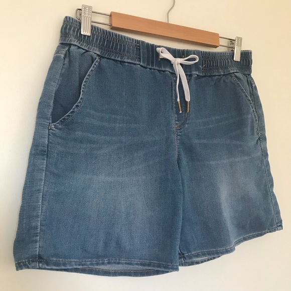 Jeanswest Luxe Lounge Sz 10 Denim Blue Casual Pockets Drawstring Shorts Summer - Picture 2 of 8